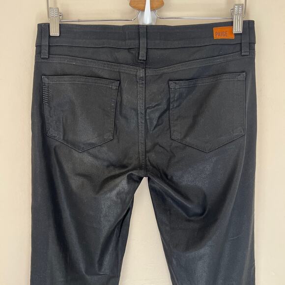 PAIGE Peg Skinny Coated Jeans in Pandora Black Size 29 - Picture 5 of 13